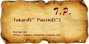 Takaró Paszkál névjegykártya
